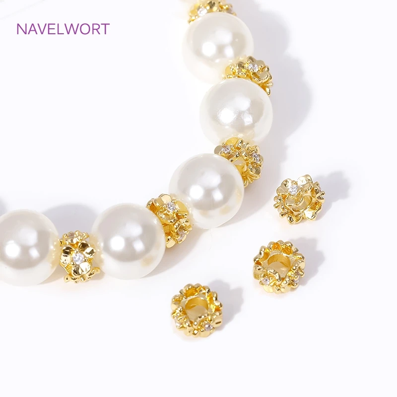 Wholesale Metal Large Hole Beads 18K Gold Plated Inlaid Zircon Flowers Spacer Beads For Jewelry Making DIY Beading Findings
Wholesale Metal Large Hole Beads 18K Gold Plated Inlaid Zircon Flowers Spacer Beads For Jewelry Making DIY Beading Findings