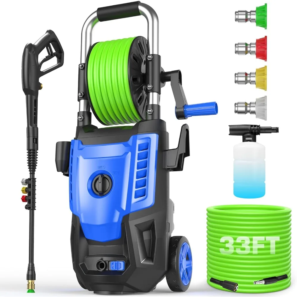 4800 PSI Electric Pressure Washer- 4.0 GPM High Power Washer with 33FT Hose Reel, 4 Spray Tips and Soap Bottle for Car Washing,
4800 PSI Electric Pressure Washer- 4.0 GPM High Power Washer with 33FT Hose Reel, 4 Spray Tips and Soap Bottle for Car Washing,