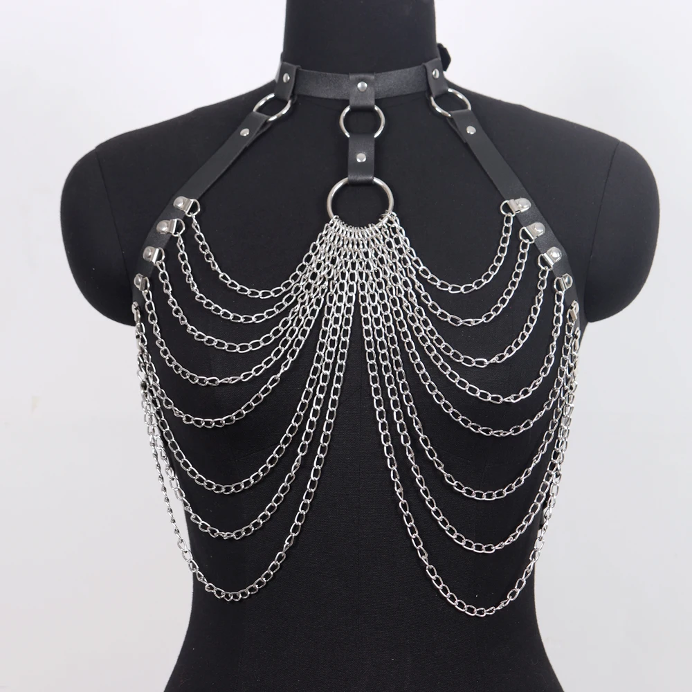 UYEE Chest Waist Belt for Women PU Leather Body Harness Chain Bra Gothic Punk Fashion Metal Girl Festival Jewelry Accessories
UYEE Chest Waist Belt for Women PU Leather Body Harness Chain Bra Gothic Punk Fashion Metal Girl Festival Jewelry Accessories