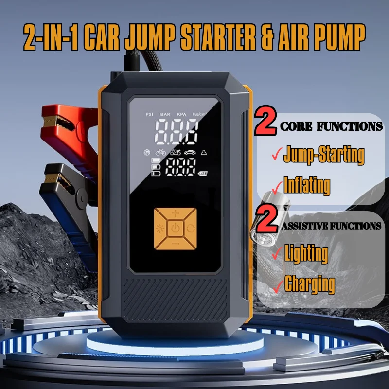 Wireless Tire Inflator with Jump Starter 150 PSI Electric Air Compressor 12V Car Battery Booster Portable Power Bank Auto Tire P
Wireless Tire Inflator with Jump Starter 150 PSI Electric Air Compressor 12V Car Battery Booster Portable Power Bank Auto Tire P