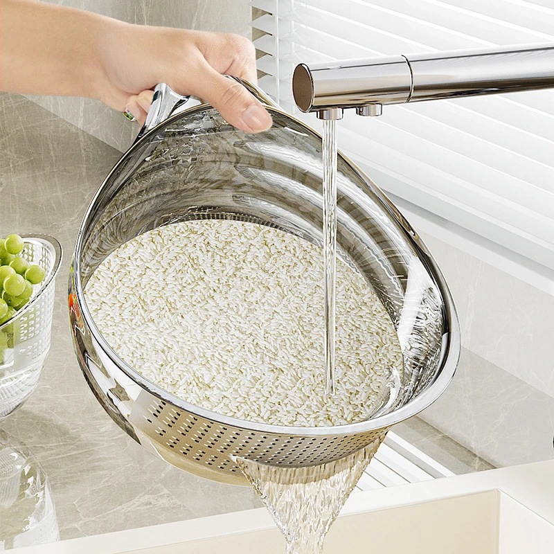 Drain basket with wide handle hollow and simple household rice washing fruit washing multi-purpose with fast drainage
Drain basket with wide handle hollow and simple household rice washing fruit washing multi-purpose with fast drainage