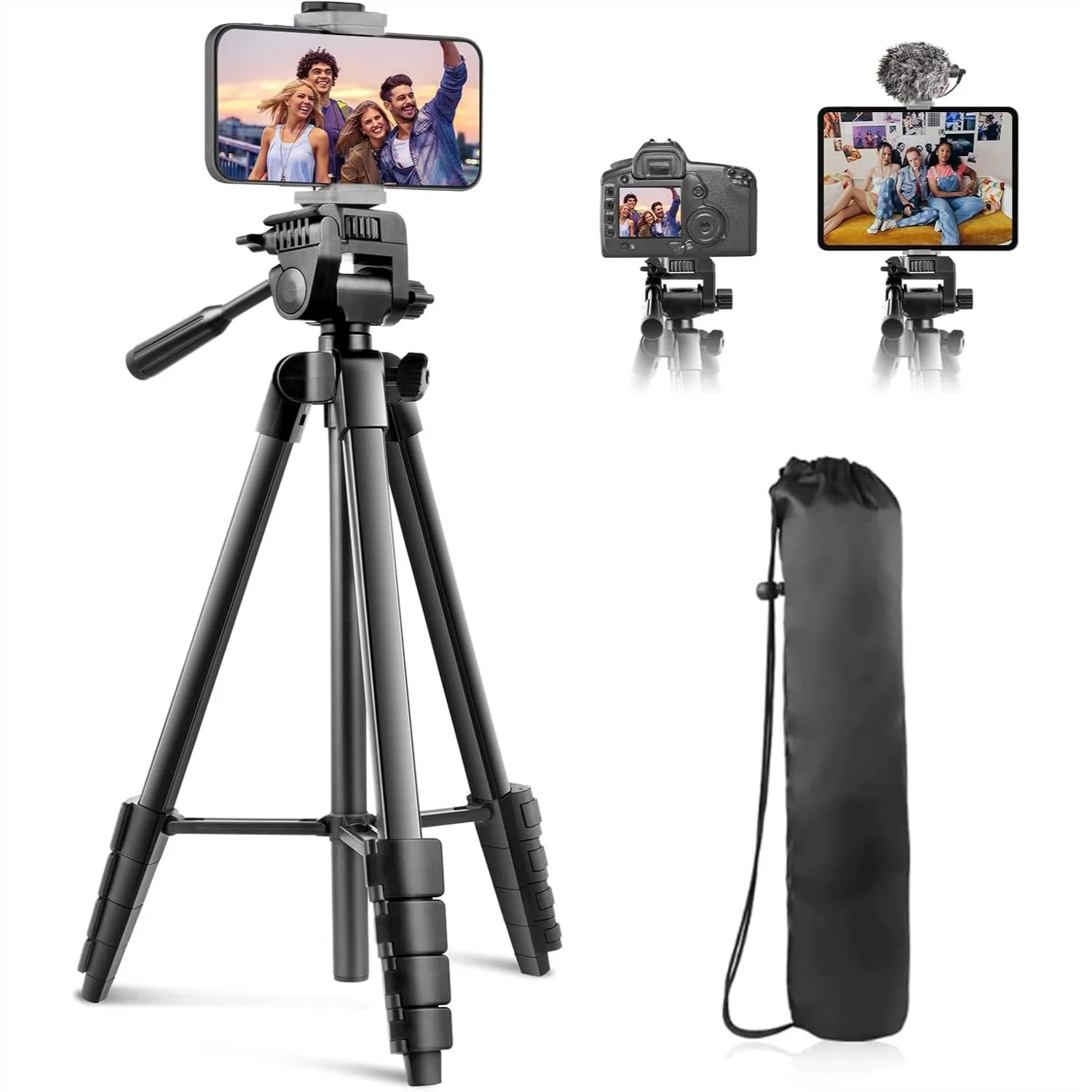 64" Camera Tripod Stand, Versatile Phone & iPad Tripod with Wireless Remote and 2-in-1 Phone Holder for Selfie/Video/Live
64" Camera Tripod Stand, Versatile Phone & iPad Tripod with Wireless Remote and 2-in-1 Phone Holder for Selfie/Video/Live