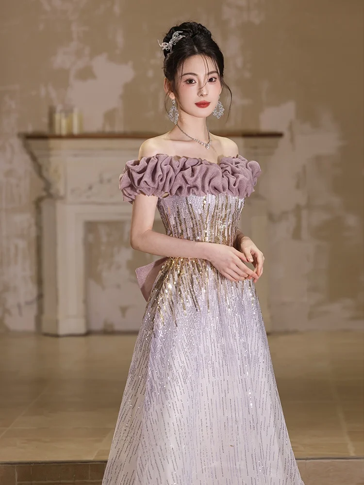 Элегантное вечернее платье на одно плечо с пайетками, длинное, в пол, для свадеб, выступлений и других мероприятий
Элегантное вечернее платье на одно плечо с пайетками, длинное, в пол, для свадеб, выступлений и других мероприятий