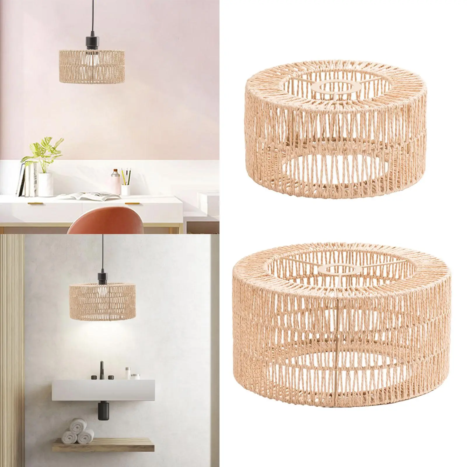 Paper Rope Lampshade Bulb Guard Ceiling Light Shade Pendant Light Cage, Woven Lamp Shade Light Fixture Shade for Living Room
Paper Rope Lampshade Bulb Guard Ceiling Light Shade Pendant Light Cage, Woven Lamp Shade Light Fixture Shade for Living Room