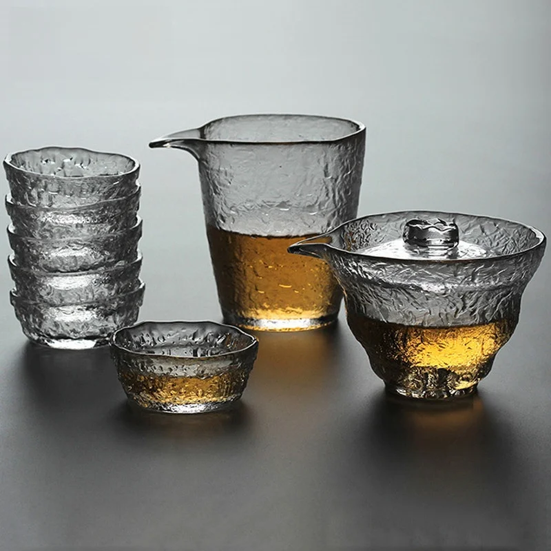 Touch Miss Japanese Sle High Temperature Resistant Glass Gongfu Tea Set with Hammer Pattern Tea Bowl And Cup for 6 People
Touch Miss Japanese Sle High Temperature Resistant Glass Gongfu Tea Set with Hammer Pattern Tea Bowl And Cup for 6 People