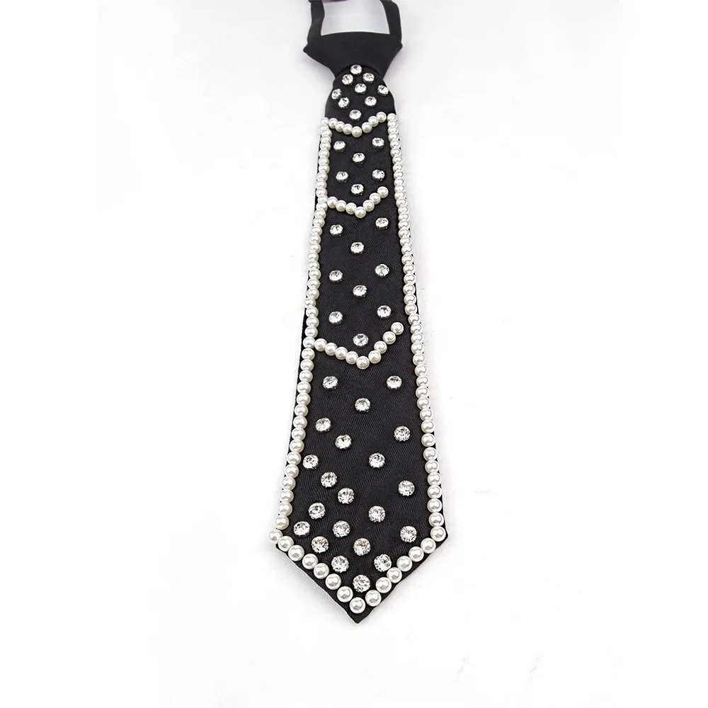 Fashion Rhinestone Pearls Tie Korean Style Academic Style Hand-beaded Long Necktie Black Geometric Decoration Shirt Tie Students
Fashion Rhinestone Pearls Tie Korean Style Academic Style Hand-beaded Long Necktie Black Geometric Decoration Shirt Tie Students