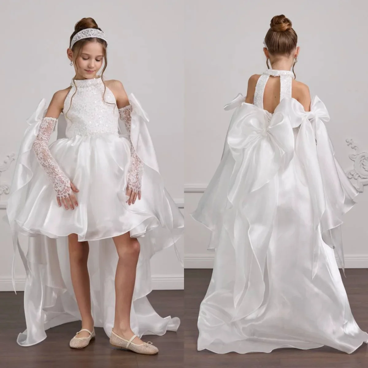 Customized White Flower Girl Dress For Wedding High Collar Sequins Satin Luxury Princess First Communion Banquet Bridesmaid Gown
Customized White Flower Girl Dress For Wedding High Collar Sequins Satin Luxury Princess First Communion Banquet Bridesmaid Gown