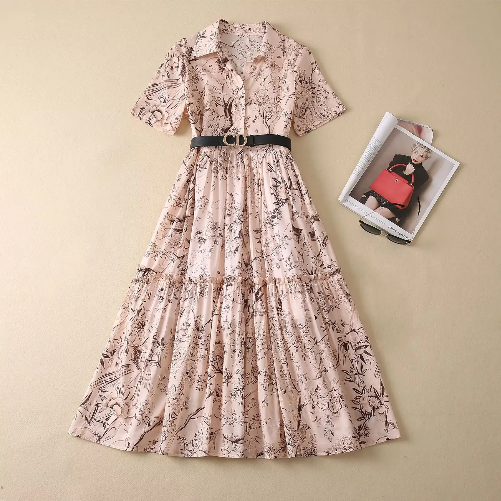 Spring New Style D Home Direct Spray Print Pure Cotton Pleated Dress Belted Waist Comfortable Breathable Smooth Dress
Spring New Style D Home Direct Spray Print Pure Cotton Pleated Dress Belted Waist Comfortable Breathable Smooth Dress
