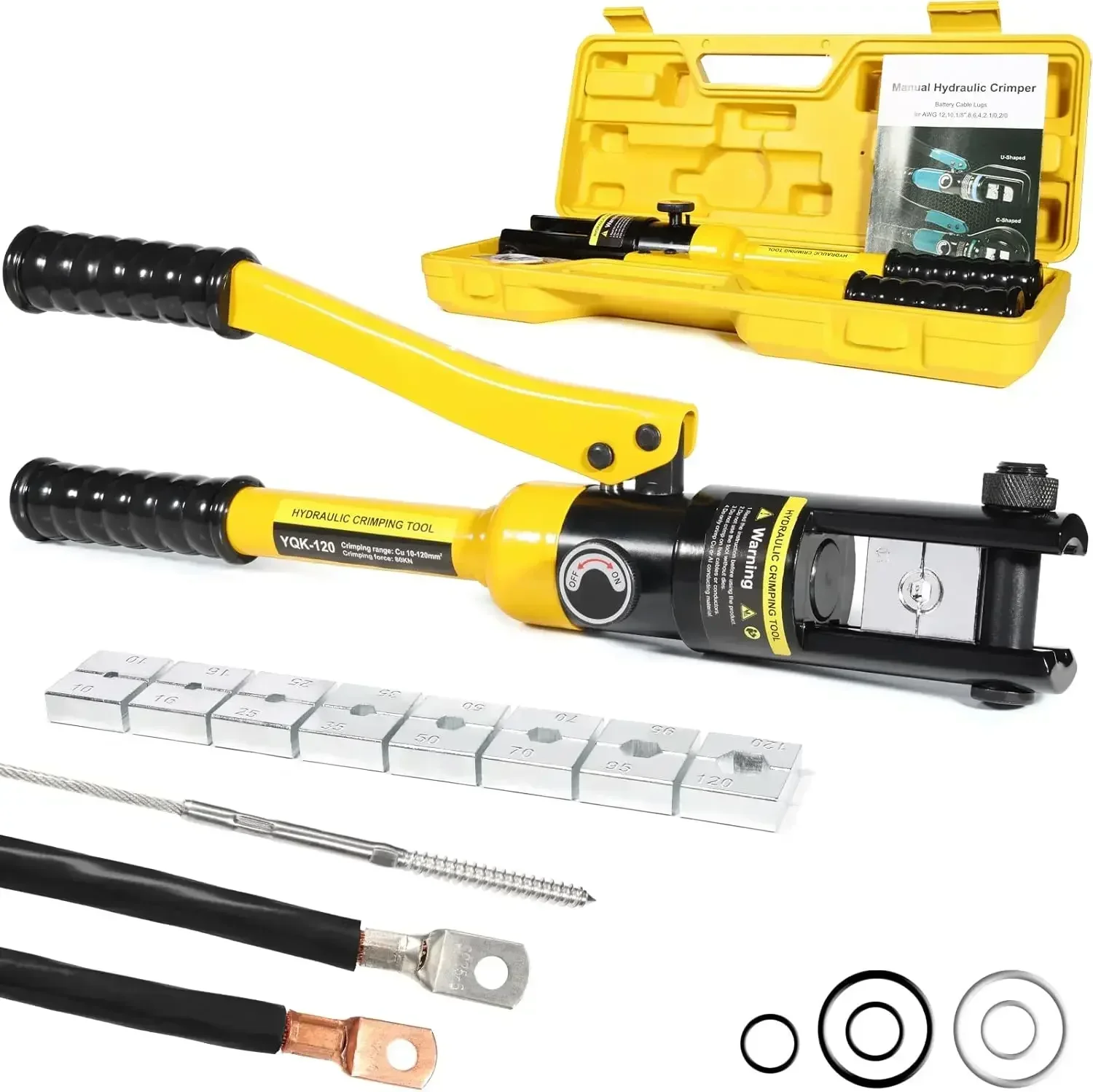 12-Ton Hydraulic Crimping Tool Kit with 8 Dies for Cables and Wire Ropes, Portable Case Included
12-Ton Hydraulic Crimping Tool Kit with 8 Dies for Cables and Wire Ropes, Portable Case Included