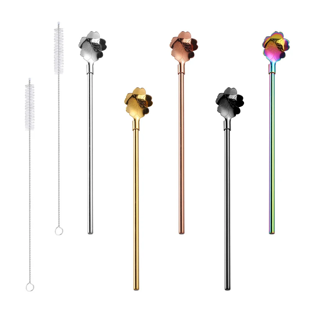 7Pcs Stainless Steel Straw Spoon Colorful Flower Reusable Metal Drinking Straws with Brushes for Outdoor Picnic Hiking Office 
7Pcs Stainless Steel Straw Spoon Colorful Flower Reusable Metal Drinking Straws with Brushes for Outdoor Picnic Hiking Office