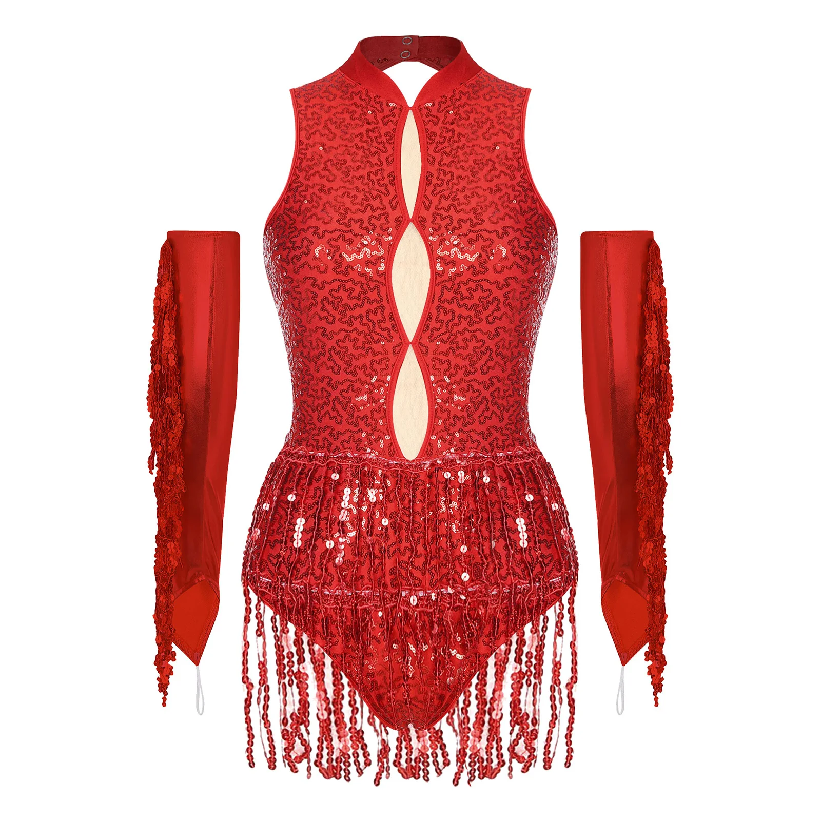 Women Rumba Samba Latin Jazz Tango Dress Sparkly Sequin Dancing Outfit with Fringed Gloves Sleeveless Tassel Leotard Dance Dress
Women Rumba Samba Latin Jazz Tango Dress Sparkly Sequin Dancing Outfit with Fringed Gloves Sleeveless Tassel Leotard Dance Dress