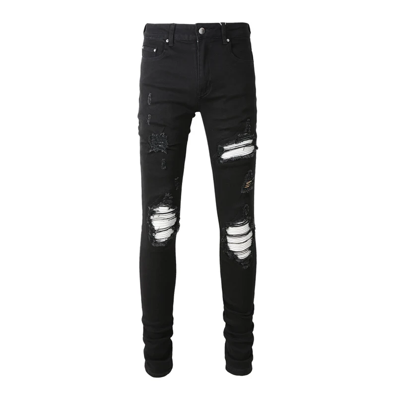 Designer fashion new men's jeans stretch slim fit washed black jeans high street trendy hip-hop brand white patch pants hombre
Designer fashion new men's jeans stretch slim fit washed black jeans high street trendy hip-hop brand white patch pants hombre