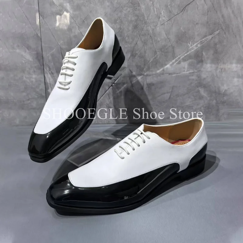 Fashion Black White Matching Cow Leather Shoes for Men Loafers Low-heeled Small Square Toe 2024 Wedding Business Office Shoes
Fashion Black White Matching Cow Leather Shoes for Men Loafers Low-heeled Small Square Toe 2024 Wedding Business Office Shoes