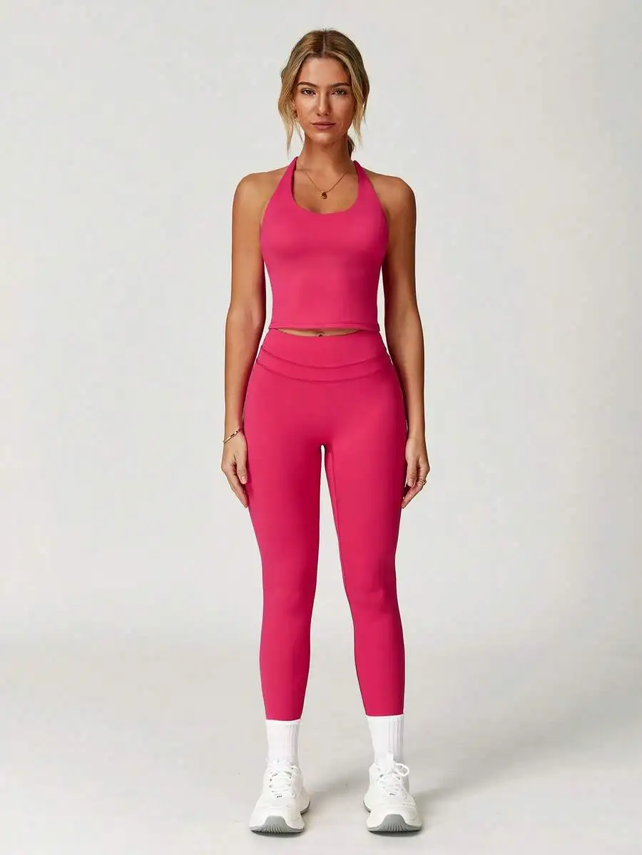 Womens Yoga Tank Top And Leggings Set High Stretch Running Sportswear Comfortable Skin Friendly
Womens Yoga Tank Top And Leggings Set High Stretch Running Sportswear Comfortable Skin Friendly