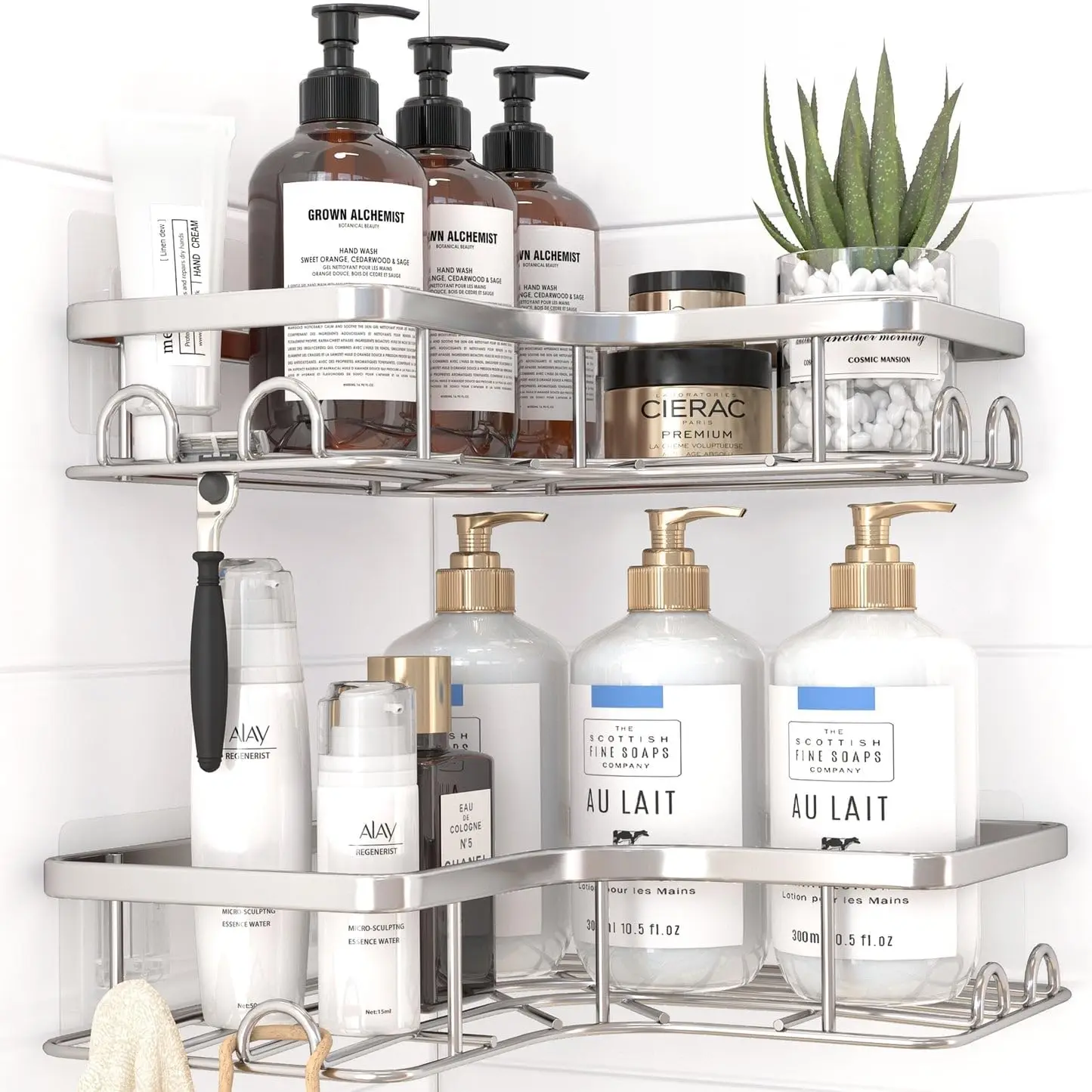 Corner Shower Caddy 2 Pack, Adhesive Shower Organizers, Rustproof Stainless Steel Shelves with 8 Hooks, No Drilling
Corner Shower Caddy 2 Pack, Adhesive Shower Organizers, Rustproof Stainless Steel Shelves with 8 Hooks, No Drilling