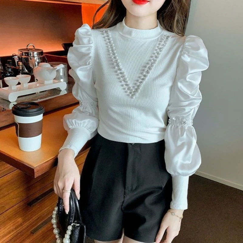 White Beaded Chiffon Blouse for Women French Style Long Sleeve Top Spring Autumn New Design Elegant Blouse
White Beaded Chiffon Blouse for Women French Style Long Sleeve Top Spring Autumn New Design Elegant Blouse