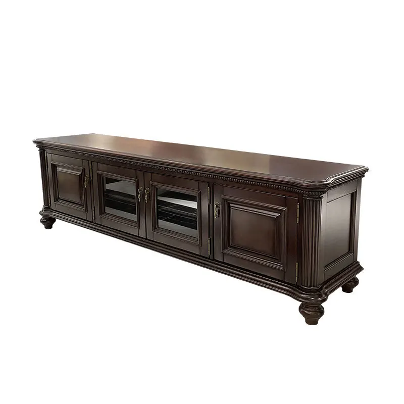 American rural solid wood retro engraved TV cabinet classic Roman column four-door video cabinet high-
American rural solid wood retro engraved TV cabinet classic Roman column four-door video cabinet high-