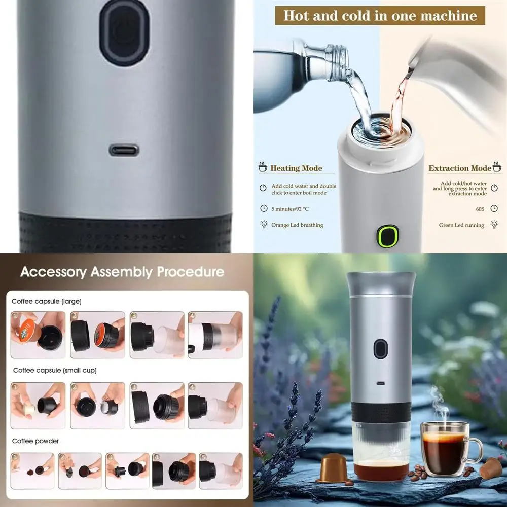 Portable Espresso Machine for Camping, Travel, Home, Office, Gym - Self-Heating, USB-C Rechargeable Coffee Maker
Portable Espresso Machine for Camping, Travel, Home, Office, Gym - Self-Heating, USB-C Rechargeable Coffee Maker