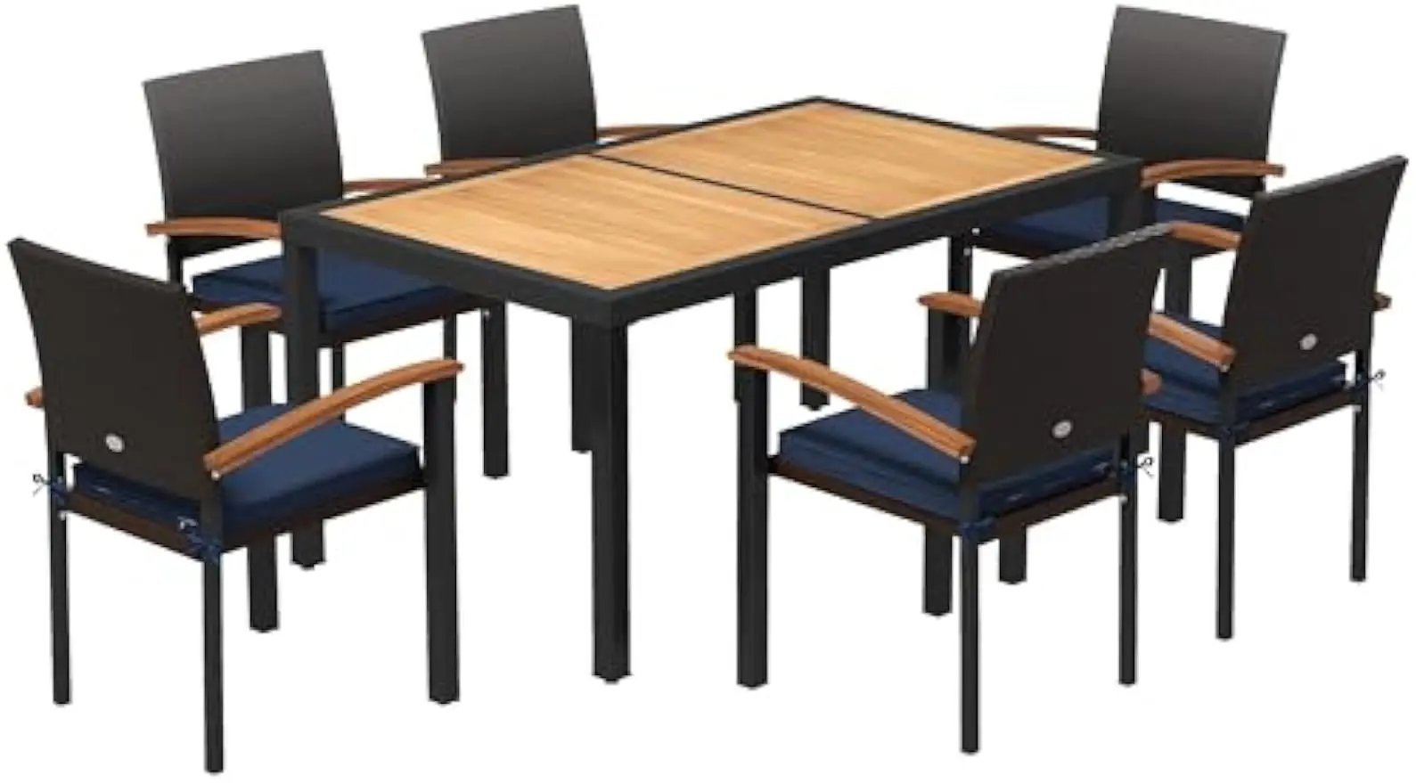7 Pieces Patio Dining Set with Space-Saving Design, Wicker Patio Furniture Set Outdoor Dining Set with Wood Table Top, Cushions
7 Pieces Patio Dining Set with Space-Saving Design, Wicker Patio Furniture Set Outdoor Dining Set with Wood Table Top, Cushions