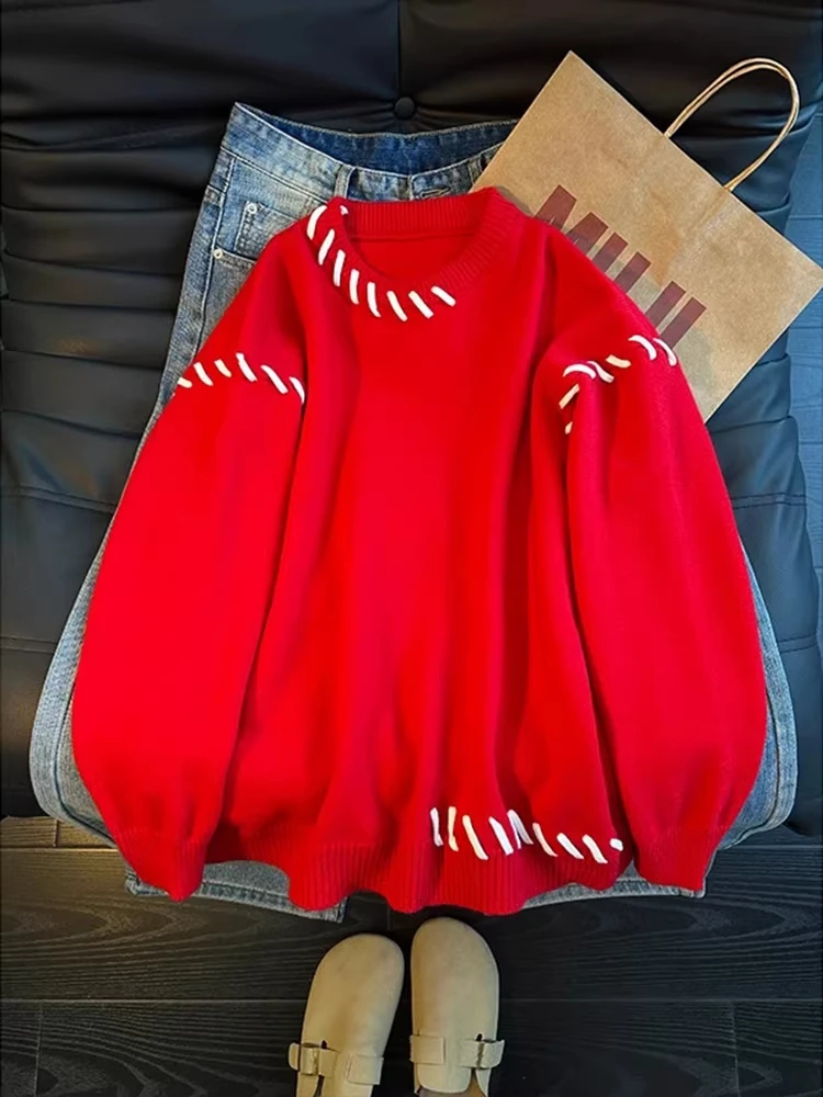 Cleanfit Large Red Knitted Sweater ex Casual Sle American Splicing Thiened Long Sve round Ne Lazy Sle Base irt
Cleanfit Large Red Knitted Sweater ex Casual Sle American Splicing Thiened Long Sve round Ne Lazy Sle Base irt