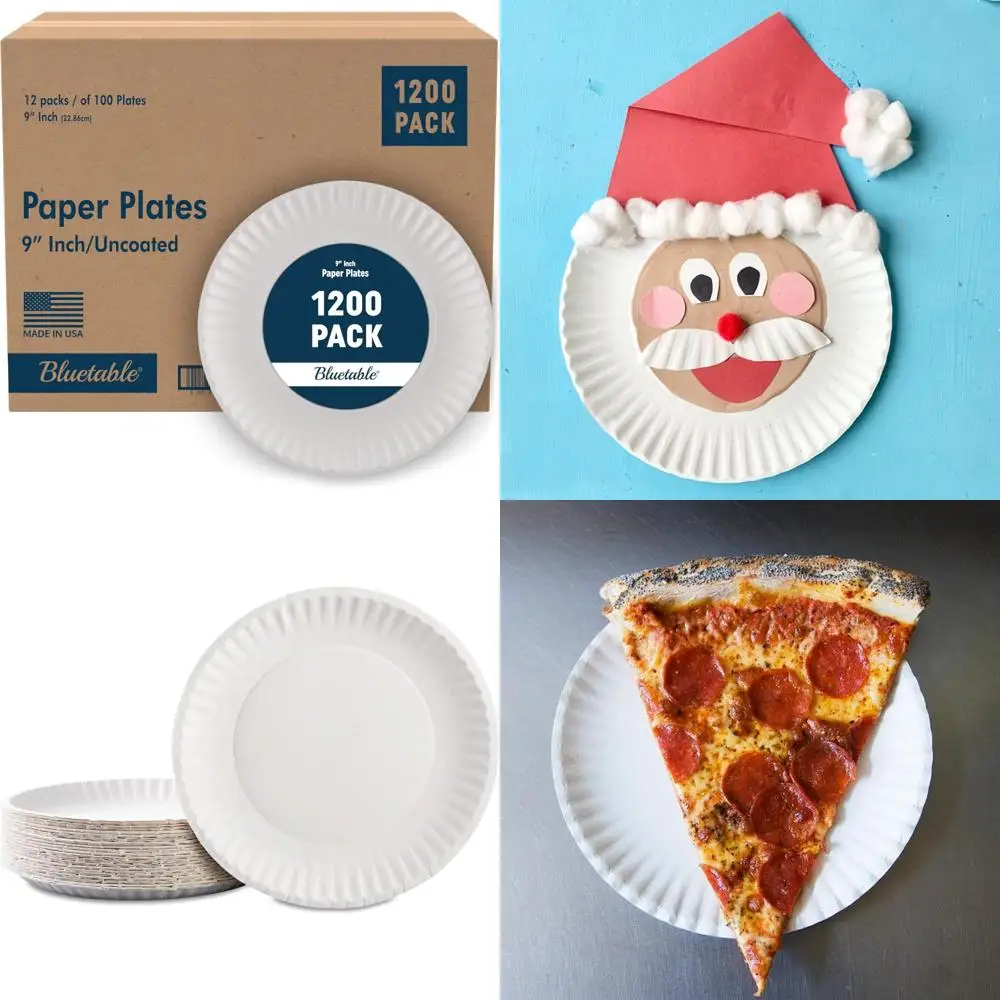 Uncoated White 9 Inch Paper Plates Bulk, 1200 Count, Dinner Plates for Pizza and Craft, Disposable Decorative Paper Plates 
Uncoated White 9 Inch Paper Plates Bulk, 1200 Count, Dinner Plates for Pizza and Craft, Disposable Decorative Paper Plates