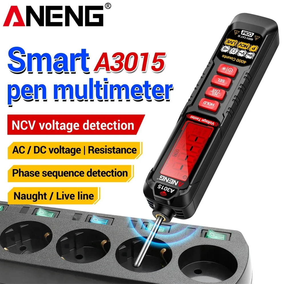 ANENG A3015 Digital Multimeter Pen Type Portable 4000 Counts DC/AC Voltage Tester NCV Resistance Zero/Live Line Car Repair Tools
ANENG A3015 Digital Multimeter Pen Type Portable 4000 Counts DC/AC Voltage Tester NCV Resistance Zero/Live Line Car Repair Tools