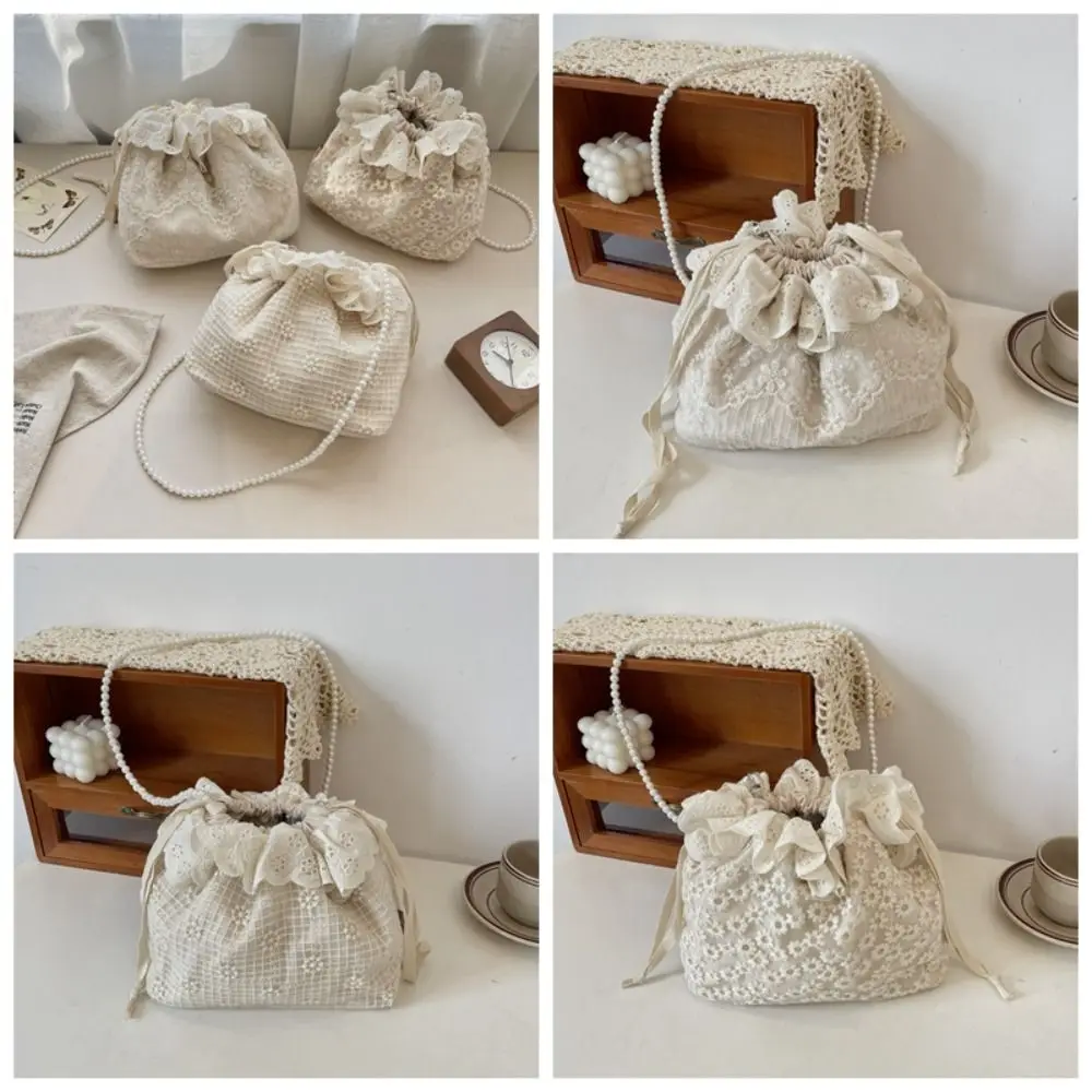 Korean Style Drawstring Lace Flower Bag Printing Sweet Bundle Pocket Storage Pouch Pearls Chain Bundle Bucket Handbag Vacation
Korean Style Drawstring Lace Flower Bag Printing Sweet Bundle Pocket Storage Pouch Pearls Chain Bundle Bucket Handbag Vacation