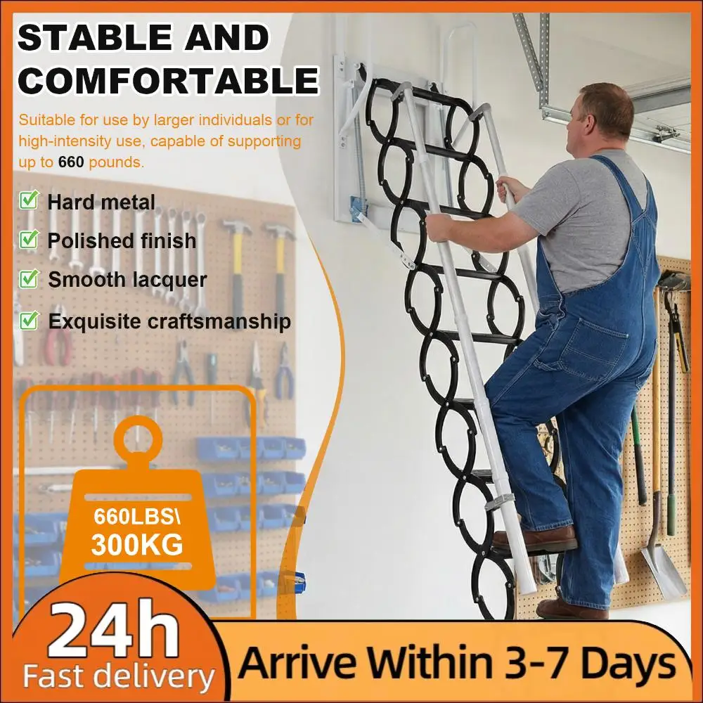 Extra Wider Attic Stairs with 2 Handrails and Pull-Down System Load Capacity 660Lbs for Indoor Garage Basement Storehouse
Extra Wider Attic Stairs with 2 Handrails and Pull-Down System Load Capacity 660Lbs for Indoor Garage Basement Storehouse
