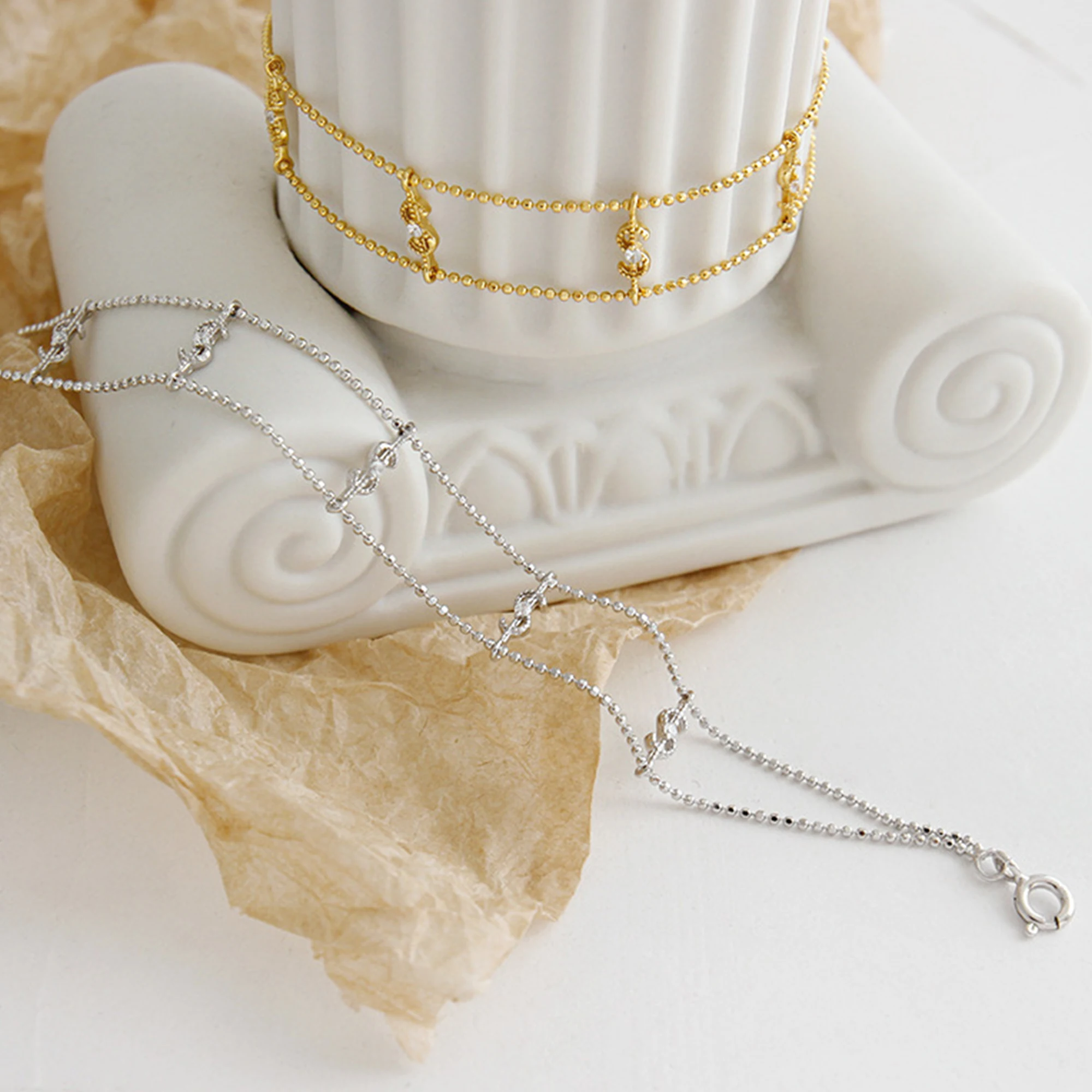 Korean style round bead chain with personalized letters set in zircon S925 sterling silver bracelet for women
Korean style round bead chain with personalized letters set in zircon S925 sterling silver bracelet for women