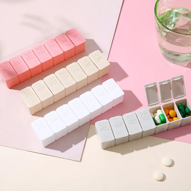 Portable seven-compartment pill box, strip type 7-day-a-week pill box, 7-compartment pill box
Portable seven-compartment pill box, strip type 7-day-a-week pill box, 7-compartment pill box