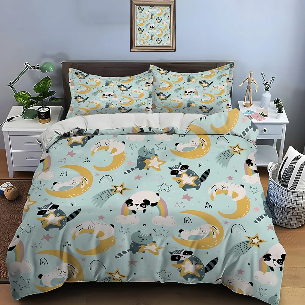 Cute raccoon and the moon stars Bedding Set for Kids Luxury Gift 3pcs Digital Print Comforter Set Soft Comfortable Breathable
Cute raccoon and the moon stars Bedding Set for Kids Luxury Gift 3pcs Digital Print Comforter Set Soft Comfortable Breathable
