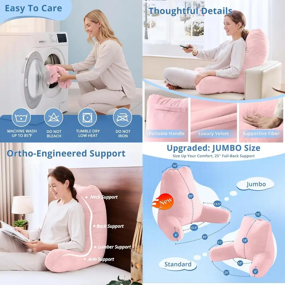 Бархатная подушка для чтения Jumbo для сидения в кровати, подушка с высокой поддержкой спины, сертифицированная Oeko-Tex, розовая
Бархатная подушка для чтения Jumbo для сидения в кровати, подушка с высокой поддержкой спины, сертифицированная Oeko-Tex, розовая