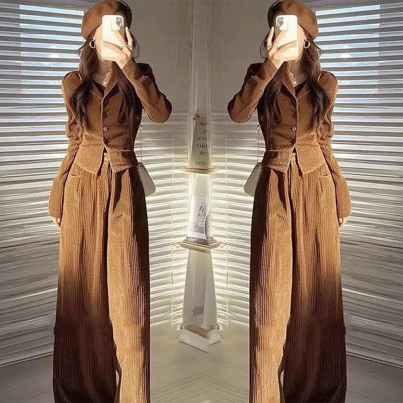 Casual Office Wear Women Pant Sets Retro High-end Tailored Blouses Slim Shirt Top Loose High Waist Wide-leg Pants Two-piece Set
Casual Office Wear Women Pant Sets Retro High-end Tailored Blouses Slim Shirt Top Loose High Waist Wide-leg Pants Two-piece Set