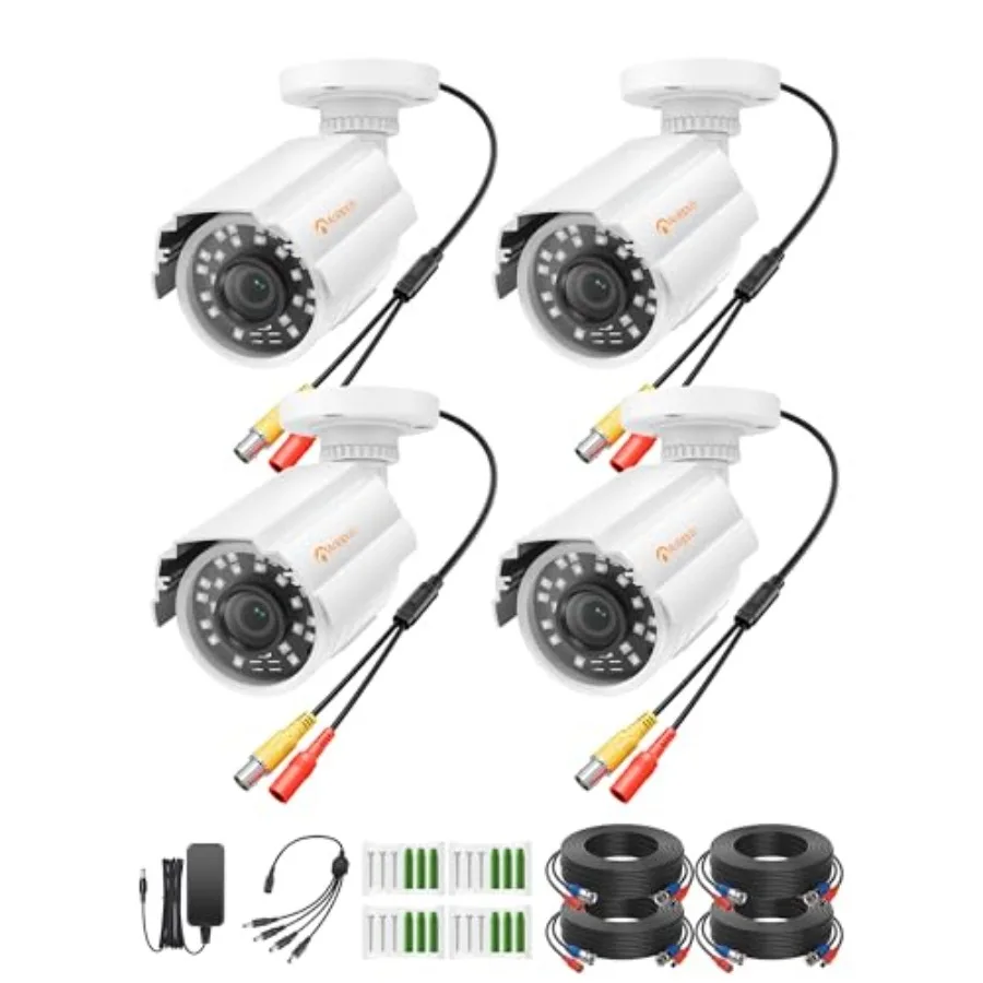 4 Pack 1080P HD Security Cameras for indoor outdoor home CCTV, IP66 weatherproof aluminum housing, black, 80ft night vision 2MP
4 Pack 1080P HD Security Cameras for indoor outdoor home CCTV, IP66 weatherproof aluminum housing, black, 80ft night vision 2MP