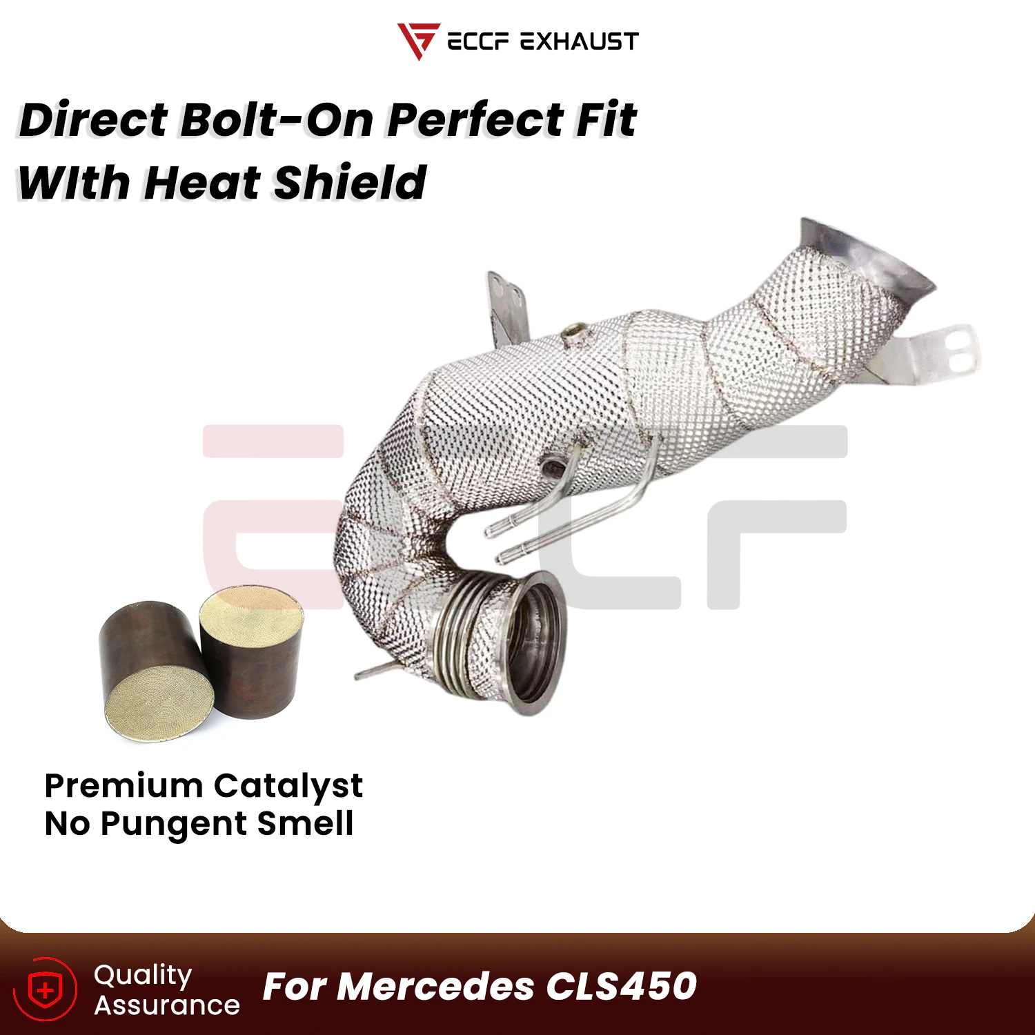 Sporty Downpipe With Heat Shield For Mercedes CLS450 Aggressive Exhaust Sound Plug and Play Upgrade Performance
Sporty Downpipe With Heat Shield For Mercedes CLS450 Aggressive Exhaust Sound Plug and Play Upgrade Performance