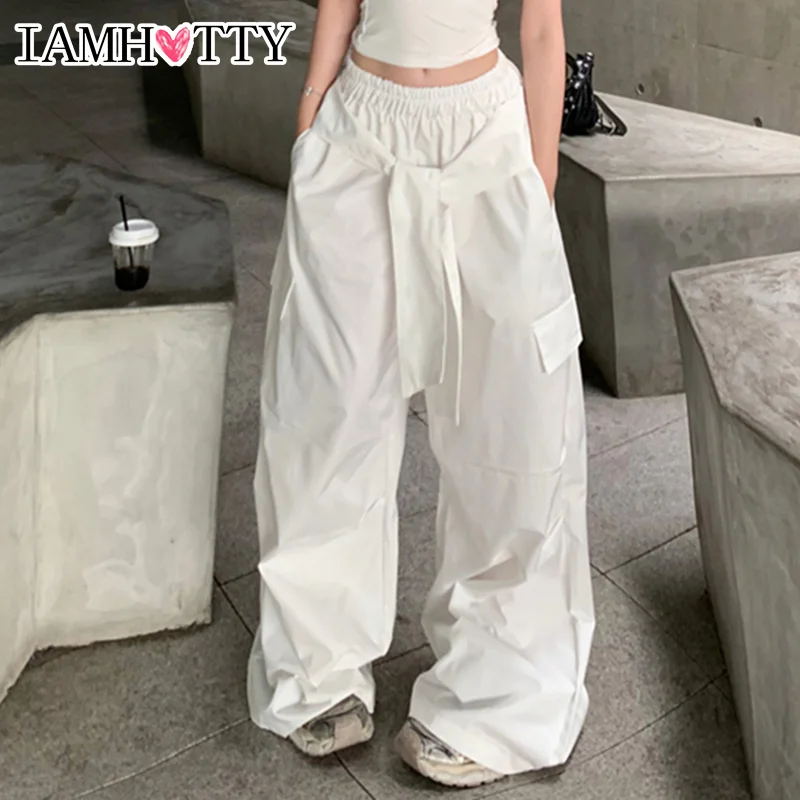 IAMHOTTY Tie-up High Waist Wide Leg Pants White Big Pockets Baggy Trousers Casual Basic Oversized Sweatpants Joggers Streetwear
IAMHOTTY Tie-up High Waist Wide Leg Pants White Big Pockets Baggy Trousers Casual Basic Oversized Sweatpants Joggers Streetwear