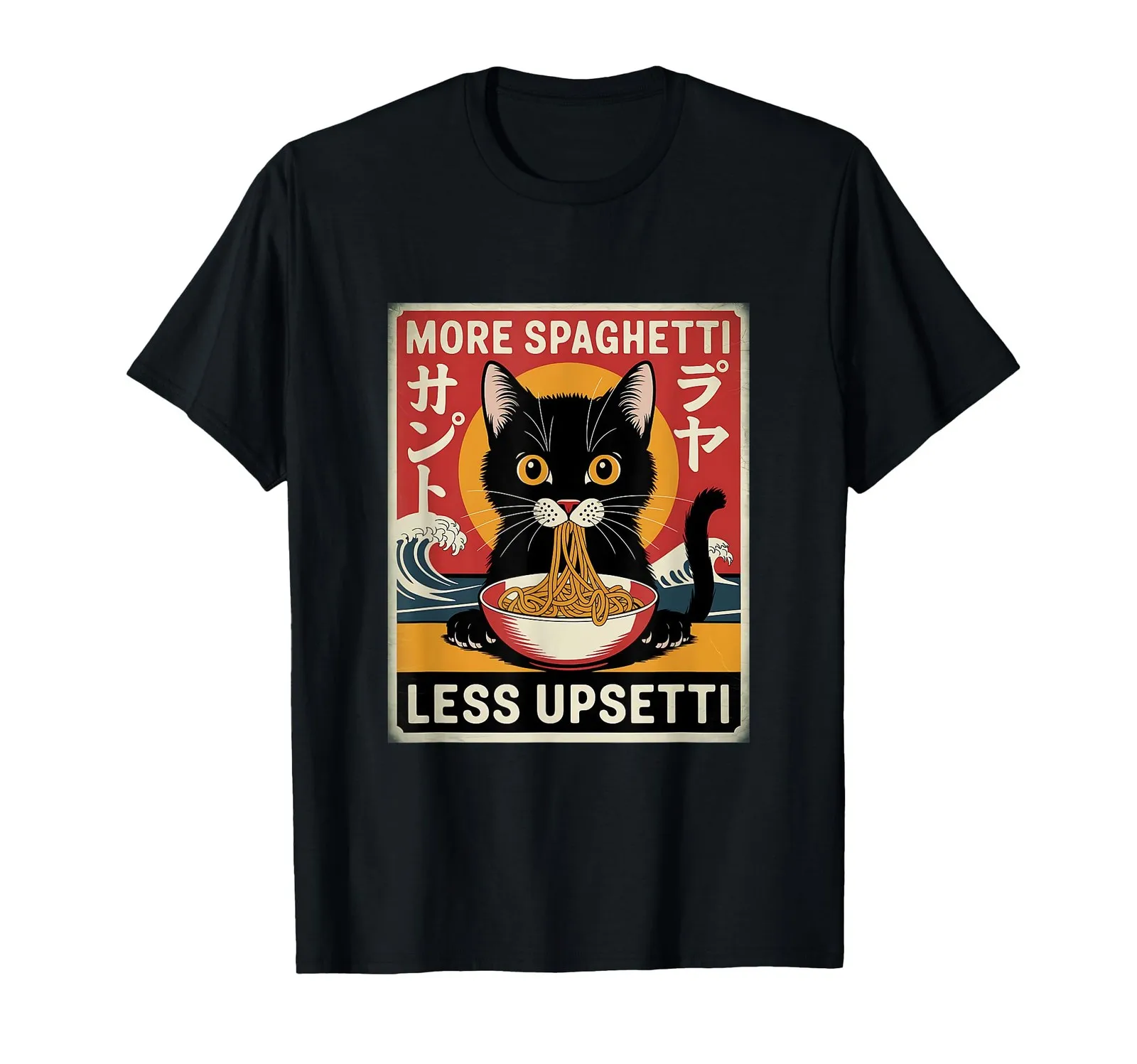 More Spaghetti Less Upsetti Vintage Japanese Funny Cat T-Shirt for Men Women
More Spaghetti Less Upsetti Vintage Japanese Funny Cat T-Shirt for Men Women
