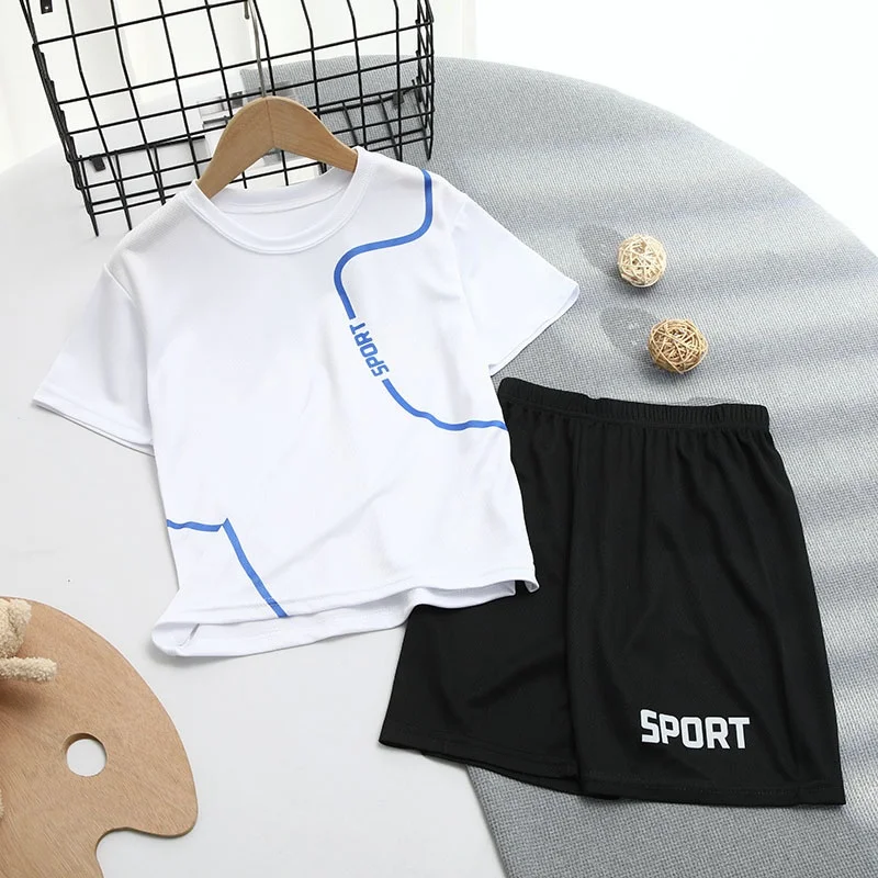 Boys Summer Sports Outfit Set Quick Dry Short Sleeve T-shirt And Shorts Training Two Piece Set Breathable Athletic Clothing Sets
Boys Summer Sports Outfit Set Quick Dry Short Sleeve T-shirt And Shorts Training Two Piece Set Breathable Athletic Clothing Sets