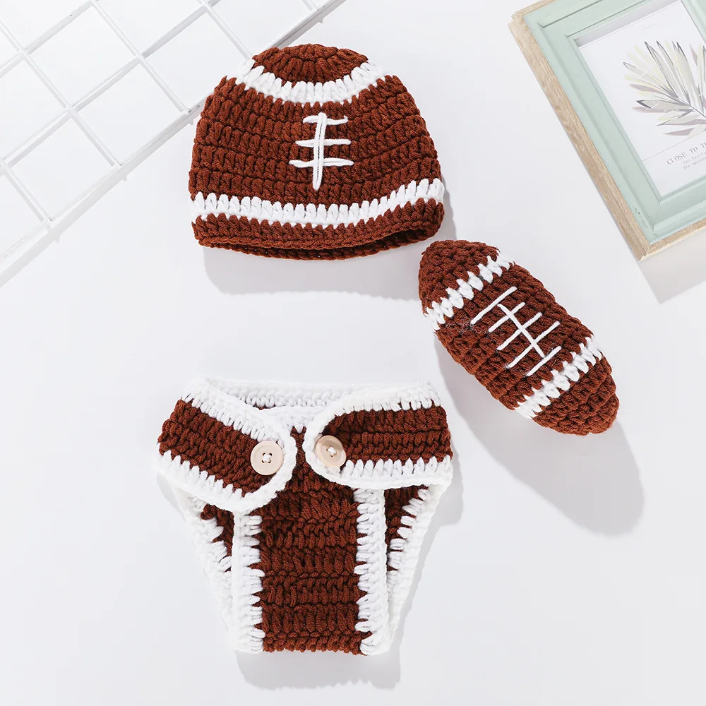 Newborn Baby Rugby Photography Clothing New Woolen Hand Hook Knitted Set Shower Gift Three Piece Set
Newborn Baby Rugby Photography Clothing New Woolen Hand Hook Knitted Set Shower Gift Three Piece Set