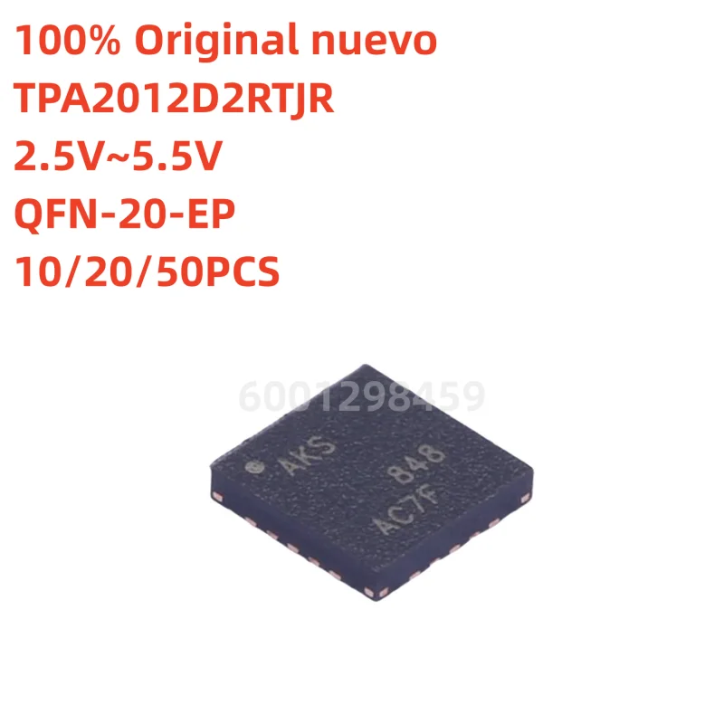 100% original nuevo 10pcs - 50pcs TPA2012D2RTJR QFN-20 Stereo Class D Audio Amplifier IC
100% original nuevo 10pcs - 50pcs TPA2012D2RTJR QFN-20 Stereo Class D Audio Amplifier IC
