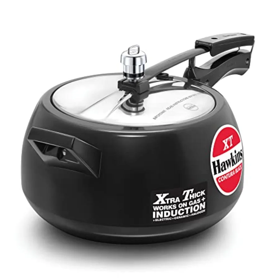 Contura Hard Anodized Induction Compatible Extra Thick Base Pressure Cooker Black 5L
Contura Hard Anodized Induction Compatible Extra Thick Base Pressure Cooker Black 5L