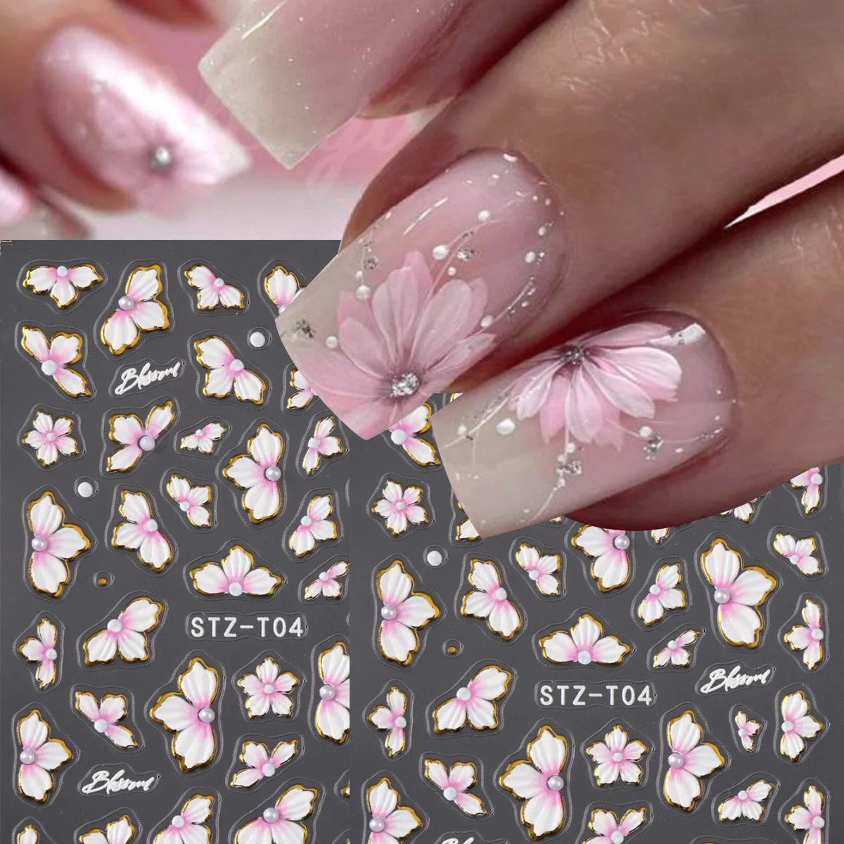 5D Embossed Spring Floral Nail Art Stickers With Pearl jewelry Self-Adhesive Glossy Nail Decals Flower Petal Engraved Sliders
5D Embossed Spring Floral Nail Art Stickers With Pearl jewelry Self-Adhesive Glossy Nail Decals Flower Petal Engraved Sliders