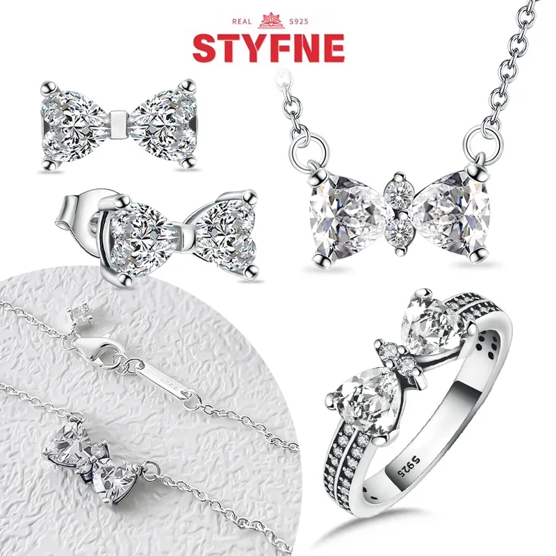 Sterling Silver S925 Original Zircon Bow Jewelry Sets Ring Earrings Necklace for Women Trendy Valentine's Day Fine Jewelry Gift
Sterling Silver S925 Original Zircon Bow Jewelry Sets Ring Earrings Necklace for Women Trendy Valentine's Day Fine Jewelry Gift