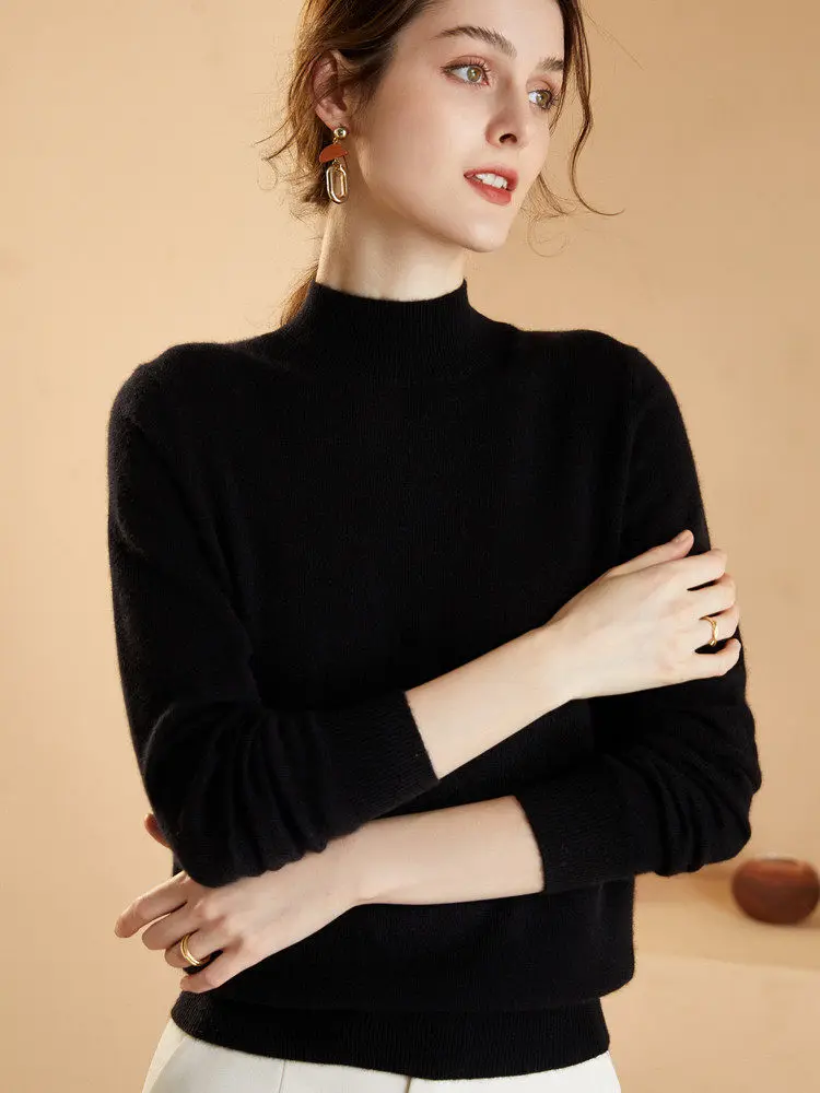 Fashionable Knitted Sweater Inner Wear Casual Loose Women's Top Half High Collar Autumn Winter Large Size Straight Cut Knitwear
Fashionable Knitted Sweater Inner Wear Casual Loose Women's Top Half High Collar Autumn Winter Large Size Straight Cut Knitwear