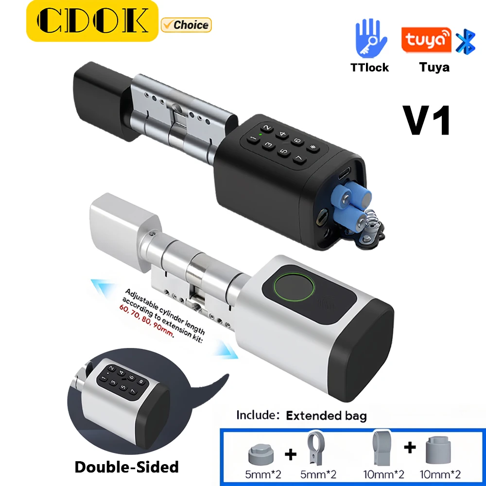CDOK V1Tuya/TTlock APP smart lock, fingerprint password double-sided unlocking, simple installation and easy operation
CDOK V1Tuya/TTlock APP smart lock, fingerprint password double-sided unlocking, simple installation and easy operation