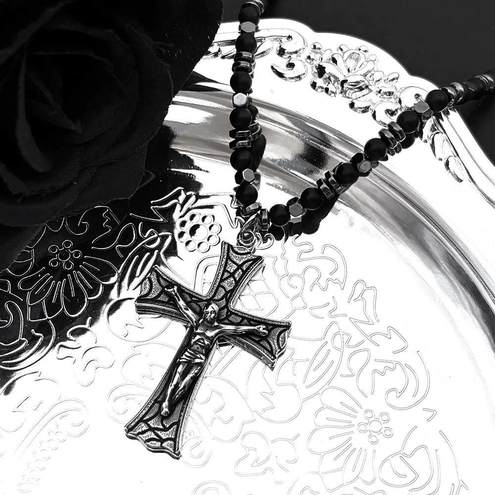 Jesus Crucifix Cross Christ Pendant Necklace for Women Men Stainless Steel Gun Black Beaded Chain Necklaces Religious Jewelry
Jesus Crucifix Cross Christ Pendant Necklace for Women Men Stainless Steel Gun Black Beaded Chain Necklaces Religious Jewelry