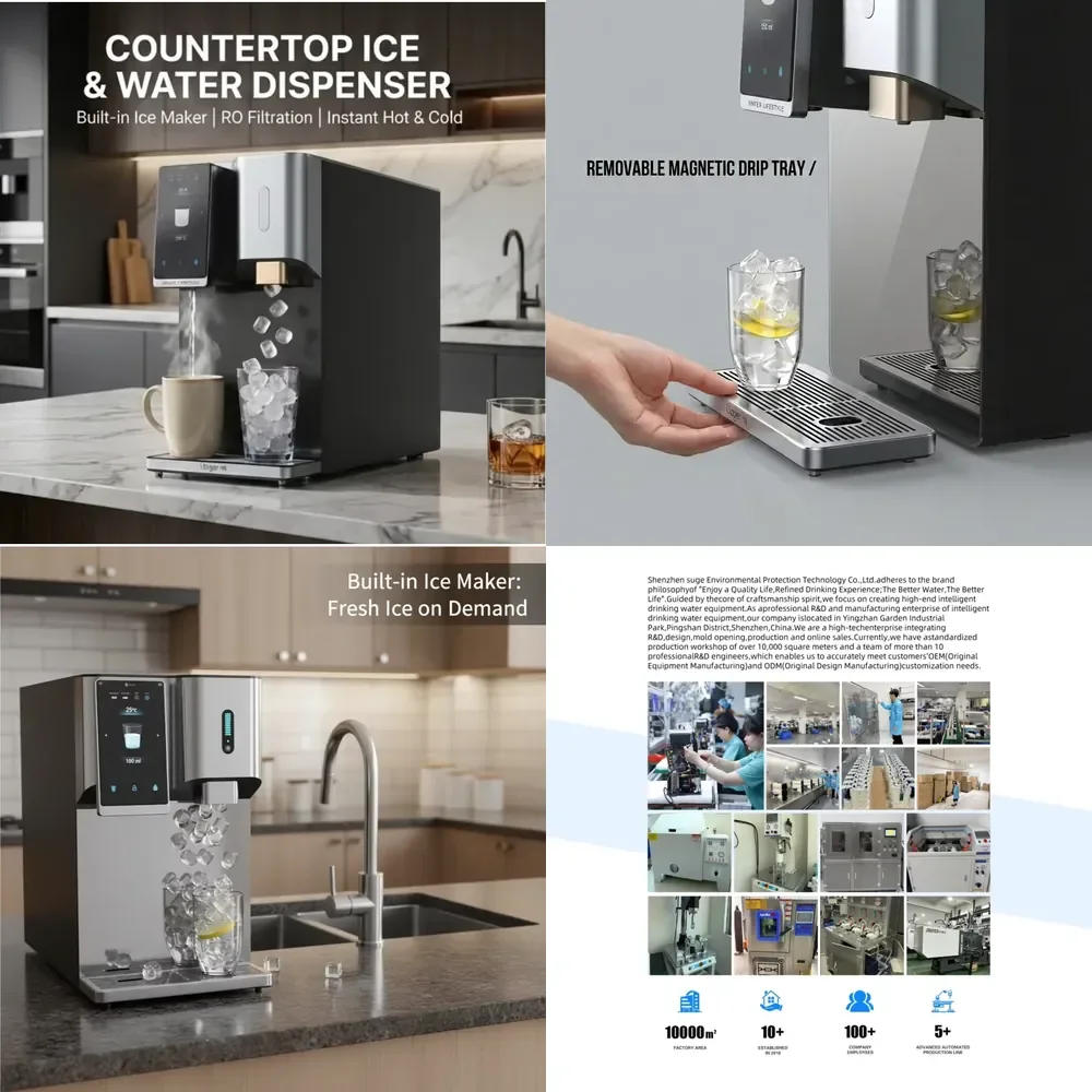 Desktop Ice Maker Machine Integrated With RO Water Filter System Hot Cold Dispenser for Home Bar
Desktop Ice Maker Machine Integrated With RO Water Filter System Hot Cold Dispenser for Home Bar