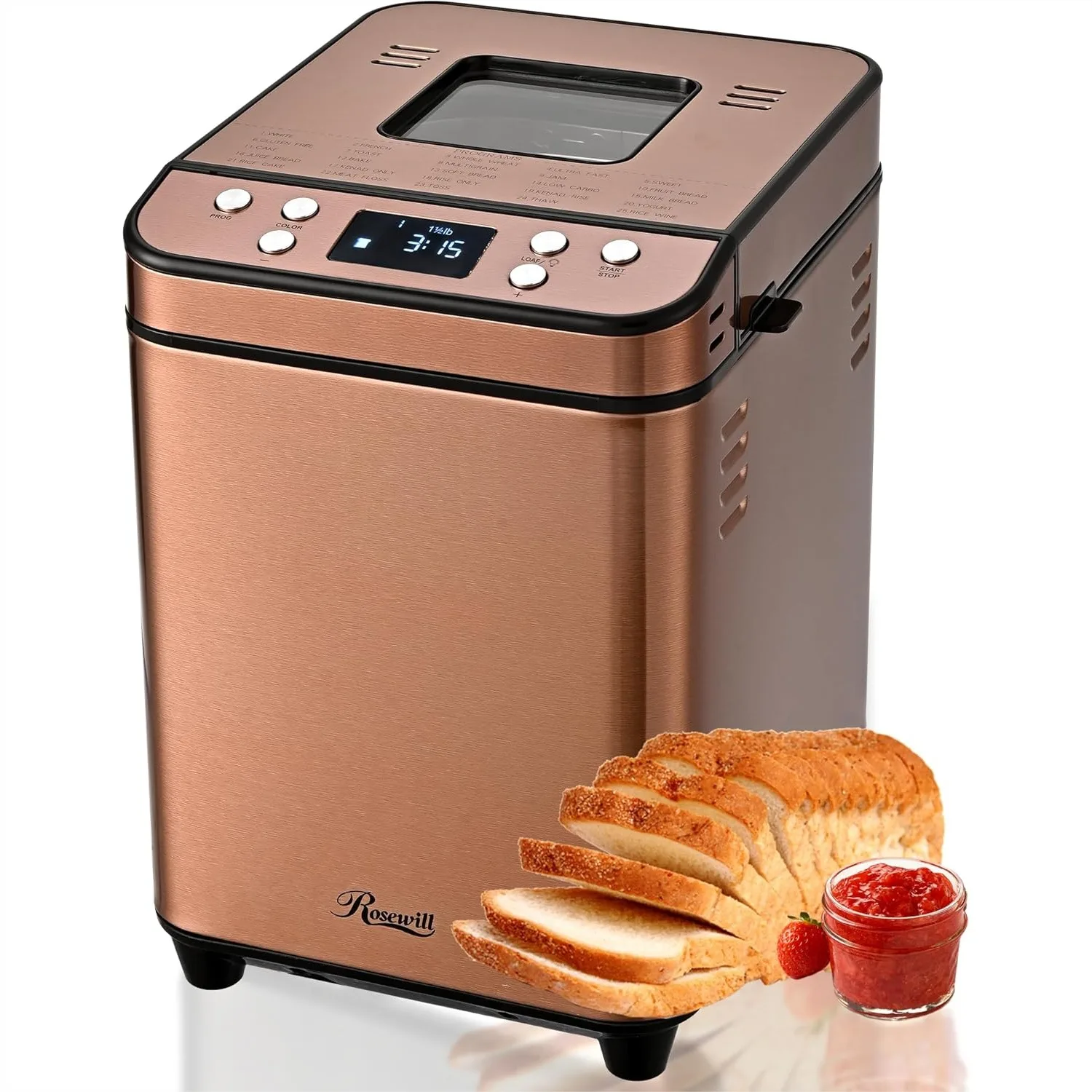 Automatic Bread Maker Machine 25-in-1 2LB 700W Dual Heater, BPA-Free Nonstick Pan, 15H Delay Timer, Low Noise
Automatic Bread Maker Machine 25-in-1 2LB 700W Dual Heater, BPA-Free Nonstick Pan, 15H Delay Timer, Low Noise