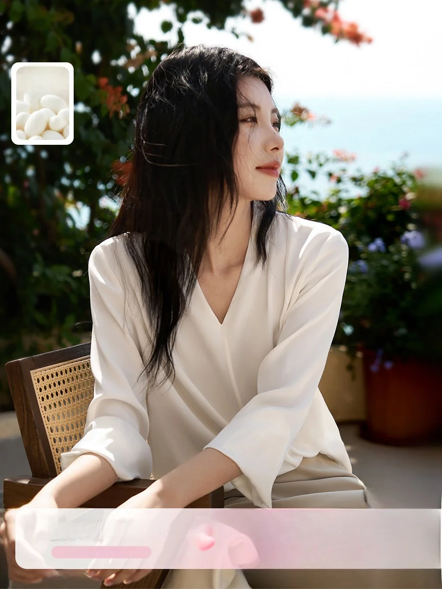 Elegant V-Neck Silk Shirt Women's Spring Style Overhead Long Sleeve Casual Wear Comfortable Breathable Pure Color OL Style
Elegant V-Neck Silk Shirt Women's Spring Style Overhead Long Sleeve Casual Wear Comfortable Breathable Pure Color OL Style
