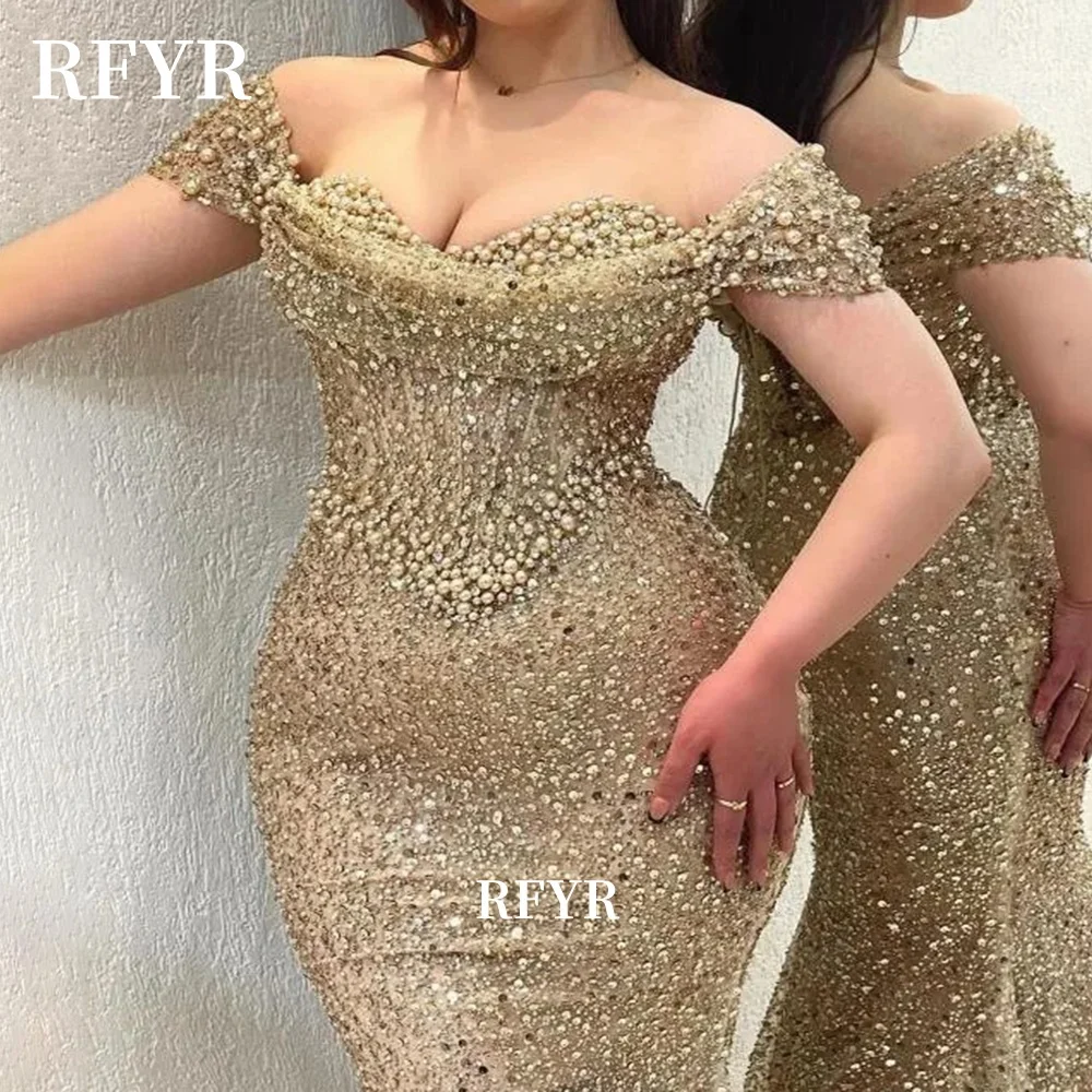 RFYR Glitter Evening Dresses Prom Dress Off Shoulder Beaded Party Dress with Pearls for Women for Arabic Women Prom Customized
RFYR Glitter Evening Dresses Prom Dress Off Shoulder Beaded Party Dress with Pearls for Women for Arabic Women Prom Customized